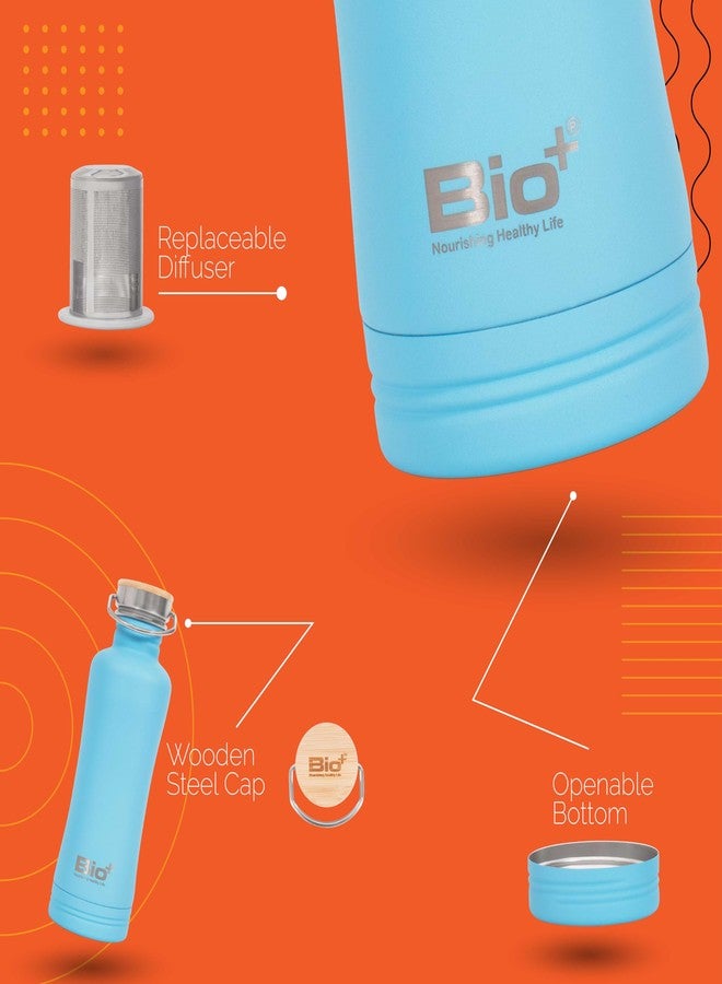 BioPlus Alkaline Water Bottle Filter | Alkaline Water Bottle | Stainless Steel | 850ml | Blue - Image 2